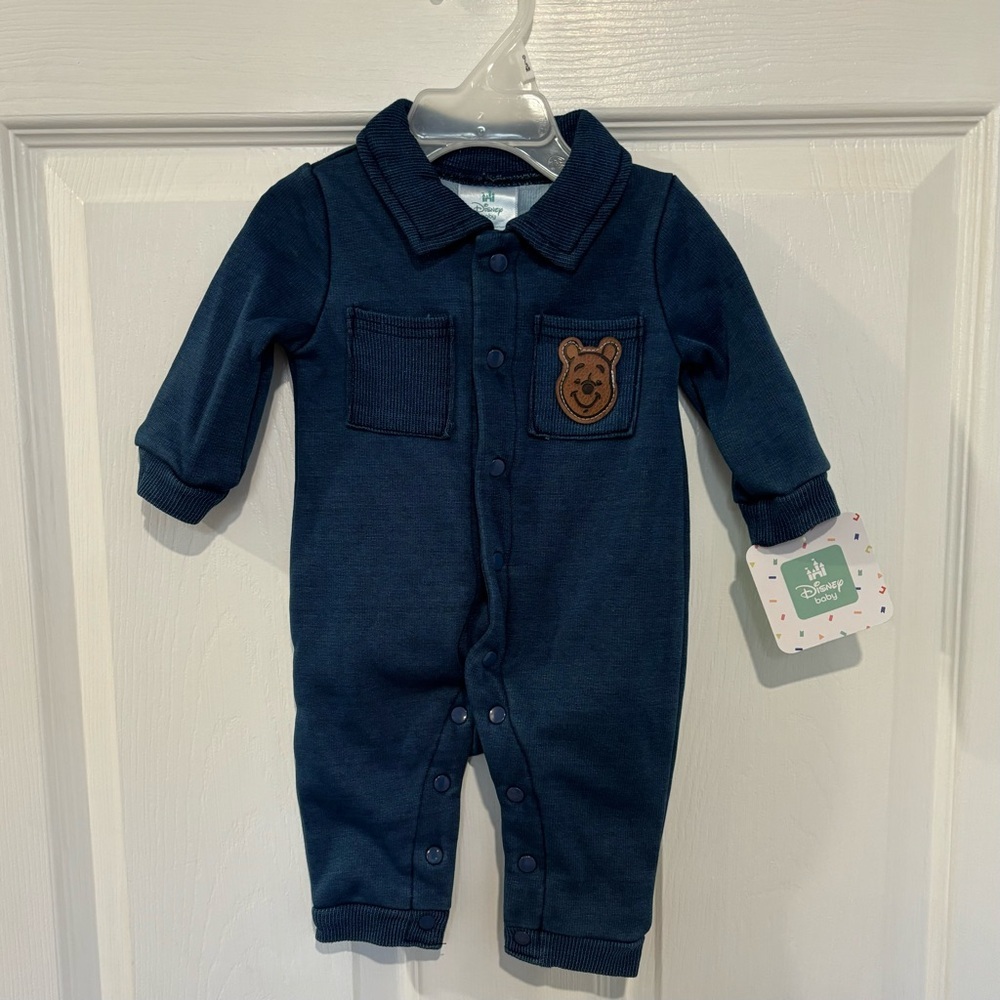 Winnie The Pooh Disney Baby Navy‎ One Piece Size 0/3 Months New With Tags